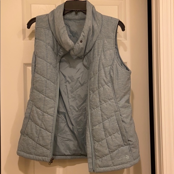 Heathered Powder Blue North Face Vest - Picture 1 of 5